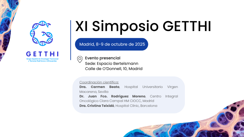 Menos de 1 mes para celebrar el Simposio <a href="/GrupoGethi/">Grupo GETTHI</a> 

📆 8 y 9 de octubre📍Madrid
👤 Coordinan la Dra. <a href="/CarmenBeato10/">Carmen Beato</a>, el Dr. <a href="/Juanfran_jf/">Juanfran RM</a> y la Dra. <a href="/teixido_c/">Cristina Teixidó</a> 
➡️ Un encuentro para debatir avances y retos en oncología de tumores huérfanos e infrecuentes.

👉 INSCRIPCIONES