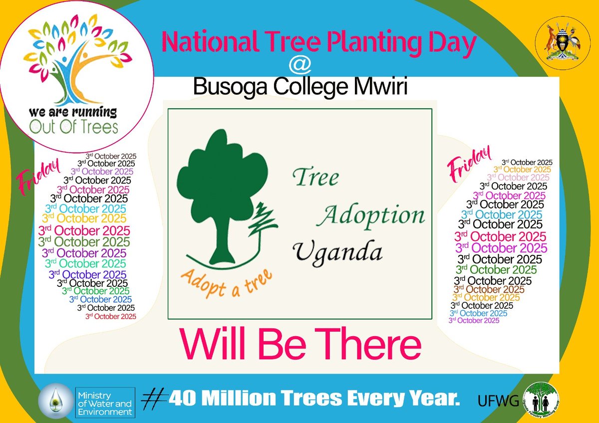 tree_adoptionug's tweet image. Join us on Oct 3rd for National Tree Planting Day! 🌳
 Tree Adoption Uganda will be there, let&apos;s grow a greener future together! #TreePlantingDay #GoGreen #TreeAdoptionUganda