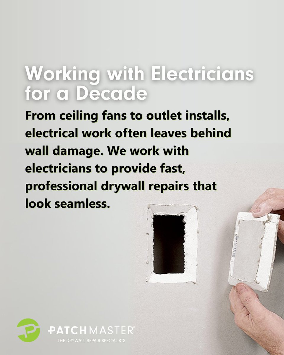 When electrical work requires cutting into walls or ceilings, it often leaves behind openings that need to be closed with care.  That’s where PatchMaster comes in. We provide a reliable solution for finishing the job while maintaining the integrity and appearance of the space.