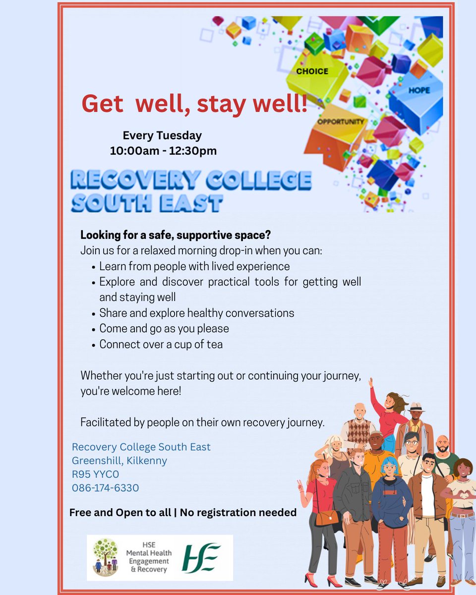 RecoverySe's tweet photo. Boost your wellbeing and connect with others! ✨ Join us for our FREE weekly workshops at Recovery College South East.
#Wellbeing #MentalHealthSupport #Community #FreeWorkshops #Kilkenny #Gardening #Writing #SupportGroup #CreativeExpression #SelfCare #ConnectAndGrow #carlow https://t.co/U3CFeLEJ9L