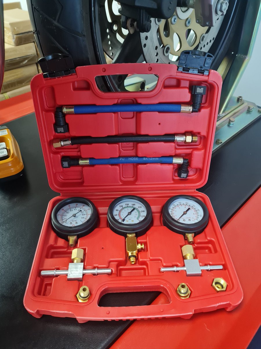 ProBikeUK's tweet photo. High or low fuel pressure = engine issues.
Our 3-gauge Fuel Pressure & Compression Tester Kit works with most fuel-injected motorcycles & ATVs.
Reliable. Essential. Workshop-ready ๐งฐ
https://t.co/QMsKO8Xudo
#ProBikeUK #MotorcycleTools https://t.co/HkII0JM0AJ