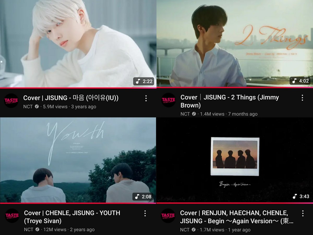 song cover by jisung:

✅ heart (iu) 🇰🇷
✅ 2 things (jimmy brown) 🇰🇷🇬🇧
✅ youth (troye sivan) 🇬🇧
✅ begin (tvxq) 🇯🇵
🔜 ????? 🇨🇳