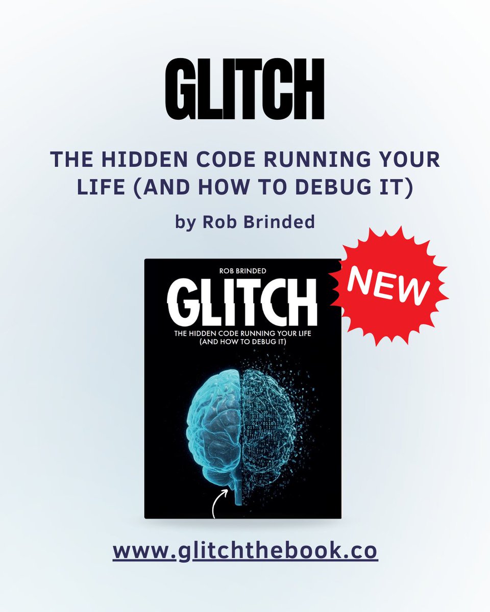 RobBrinded's tweet photo. 🚨 NEW BOOK ALERT 🚨
Your life is running on corrupted code from childhood. Time to debug it. 
"GLITCH: The Hidden Code Running Your Life (And How to Debug It)" is now live! 
Ready to access admin mode? 🧠💻 Link in Bio
#GlitchBook #DebugYourLife #BookLaunch #NewBook https://t.co/2VE3BCJwmc