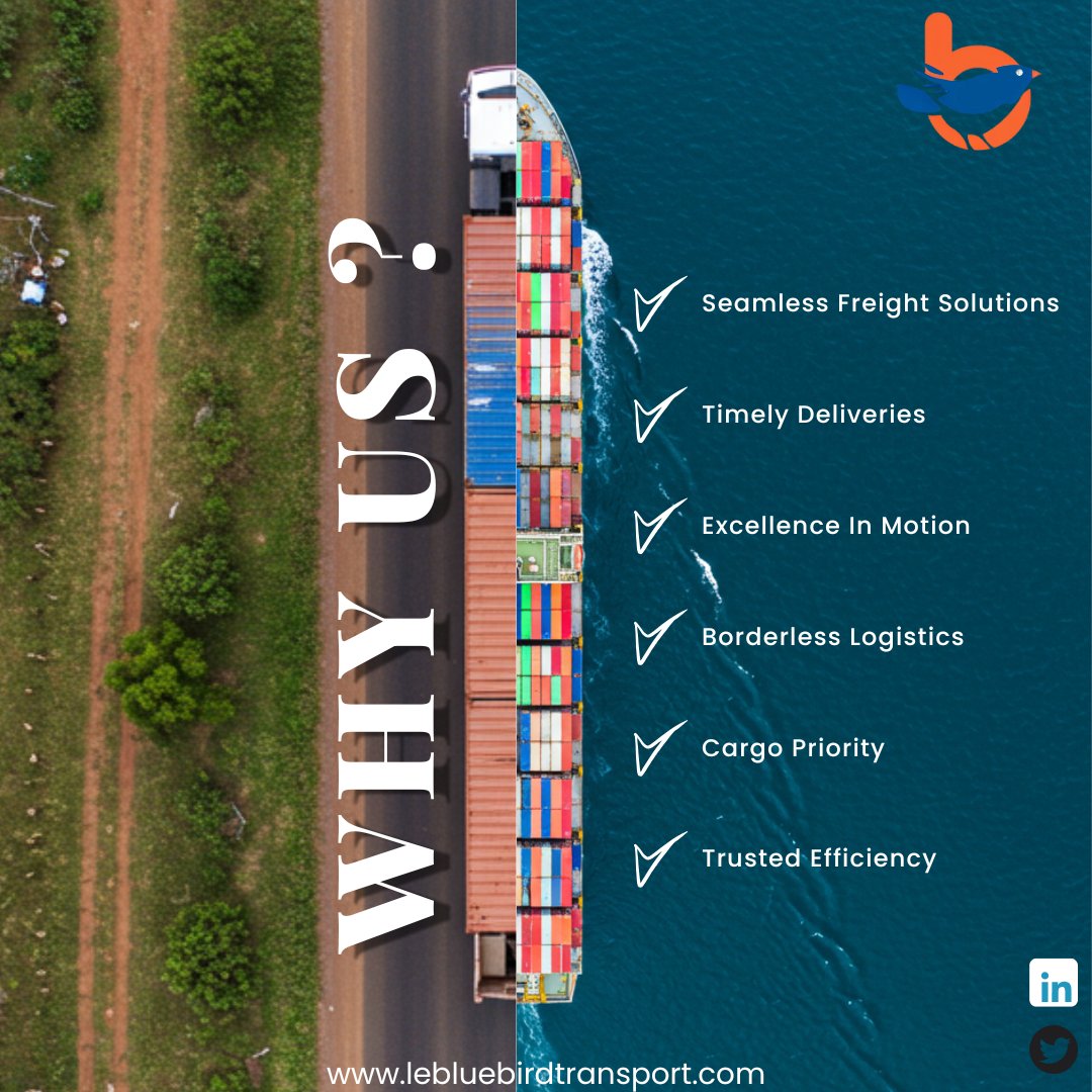Headaches with logistics?
Leave them behind. At <a href="/LeBluebirdTL/">Lé Bluebird Transport & Logistics LTD</a>, we deliver your cargo, your growth, and your confidence seamlessly and on time. 
That is why businesses choose us. 

#WhyUs #Logistics #Efficiency #transportation #freightforwarder