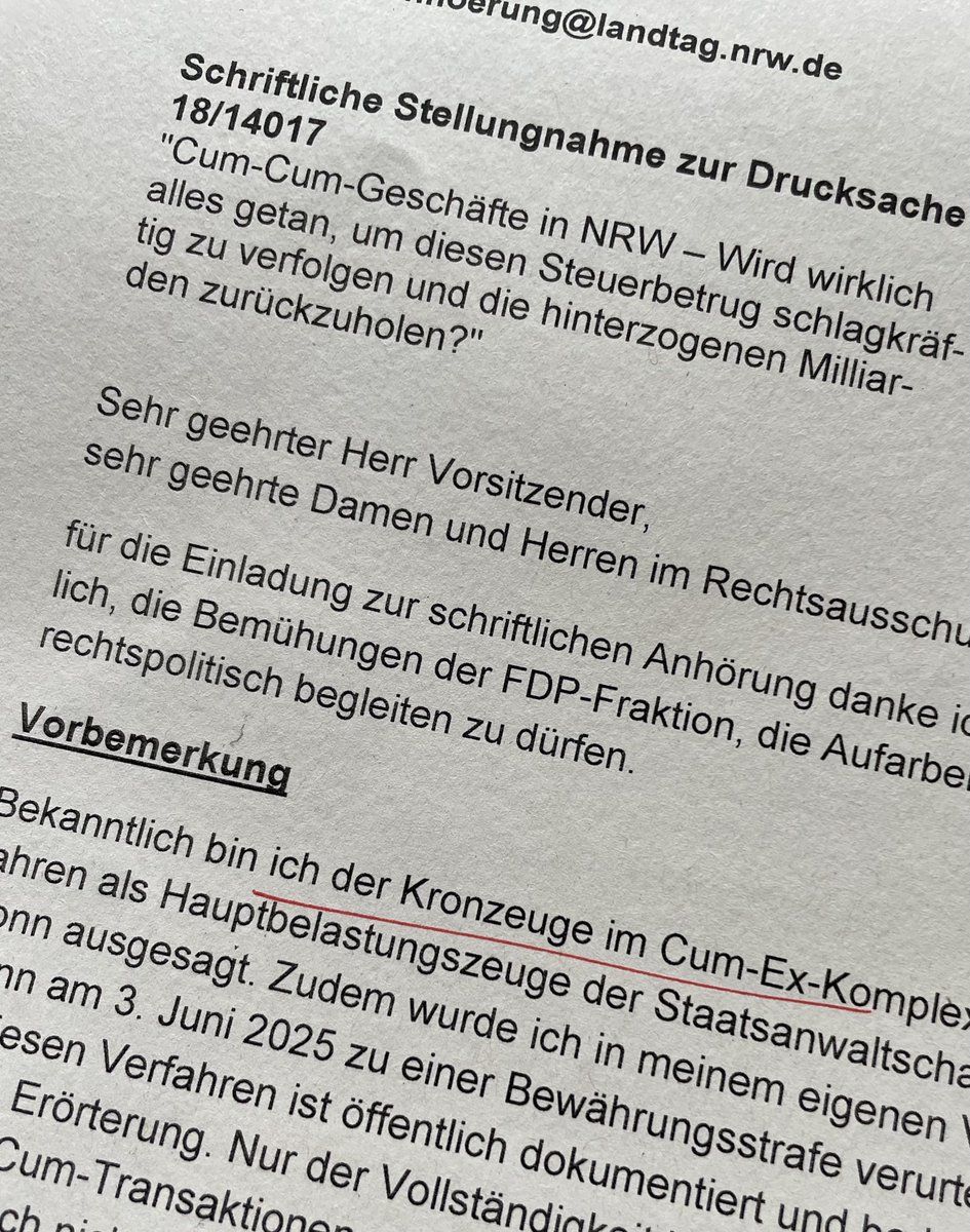 buon_anni's tweet photo. „Ich habe meine Verantwortung übernommen“ - #CumEx-Schlüsselfigur Kai-Uwe #Steck gibt nun als Sachverständiger der NRW-Landespolitik Tipps, wie man #CumCum-Gelder zurückholen könnte – eine Sache verschweigt er dabei 🧵 https://t.co/CnzR5rWEjt
