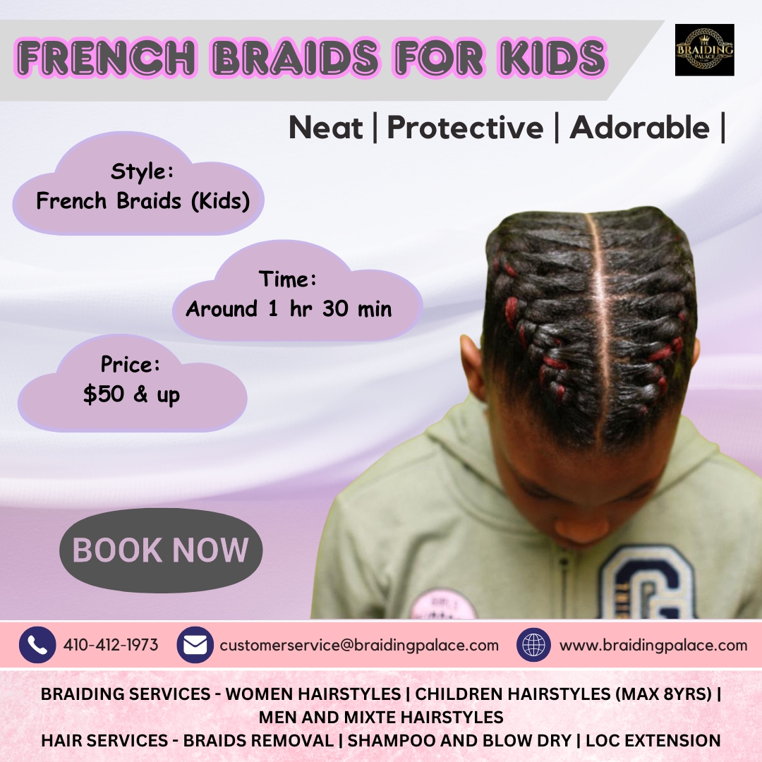 BraidingPalace's tweet image. Classic. Cute. Timeless. 💕

Our French Braids for Kids are perfect for everyday wear—neat, stylish, and protective, all while keeping your little one’s hair healthy.

💇🏽‍♀️ Style: French Braids (Kids)
⏱️ Time: Around 1 hr 30 min
💵 Price: $50 &amp;amp; u

#braidingpalace #kidsbraids