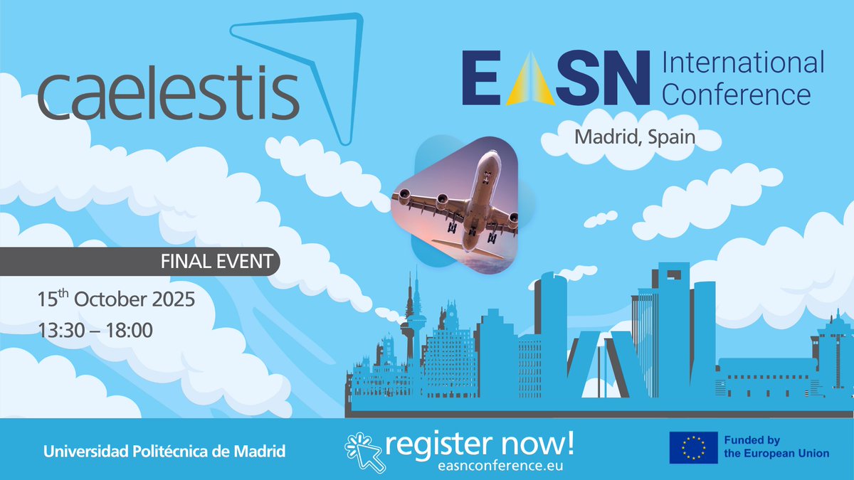 ✈️ The <a href="/caelestisEU/">CAELESTIS ✈️ Next Generation Aircraft</a> Final Event is coming soon!

📍 Join us in Madrid during the 15th #EASN Conference to discover how this #HorizonEurope project is enabling smarter, faster &amp; greener aircraft design.

🔗 More info: caelestis-project.eu/2025/07/24/sav…

#aimenresearch #HorizonEU #CAELESTIS