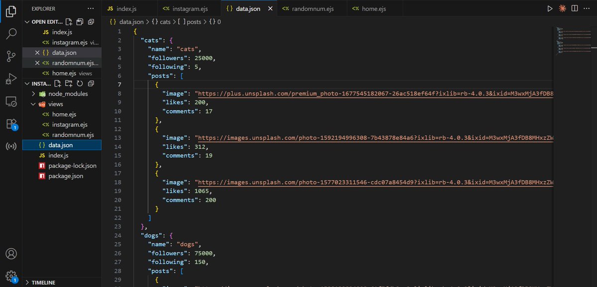 manishh696's tweet image. Day 32: Diving into APIs with Node.js &amp;amp; Express.js 🚀
Built routes, broke a few things (and fixed them 😅), and even made a basic Instagram-style template. Learning by doing feels 🔥
#100DaysOfCode #NodeJS #ExpressJS

ignore the structure we can always add a makeup layer