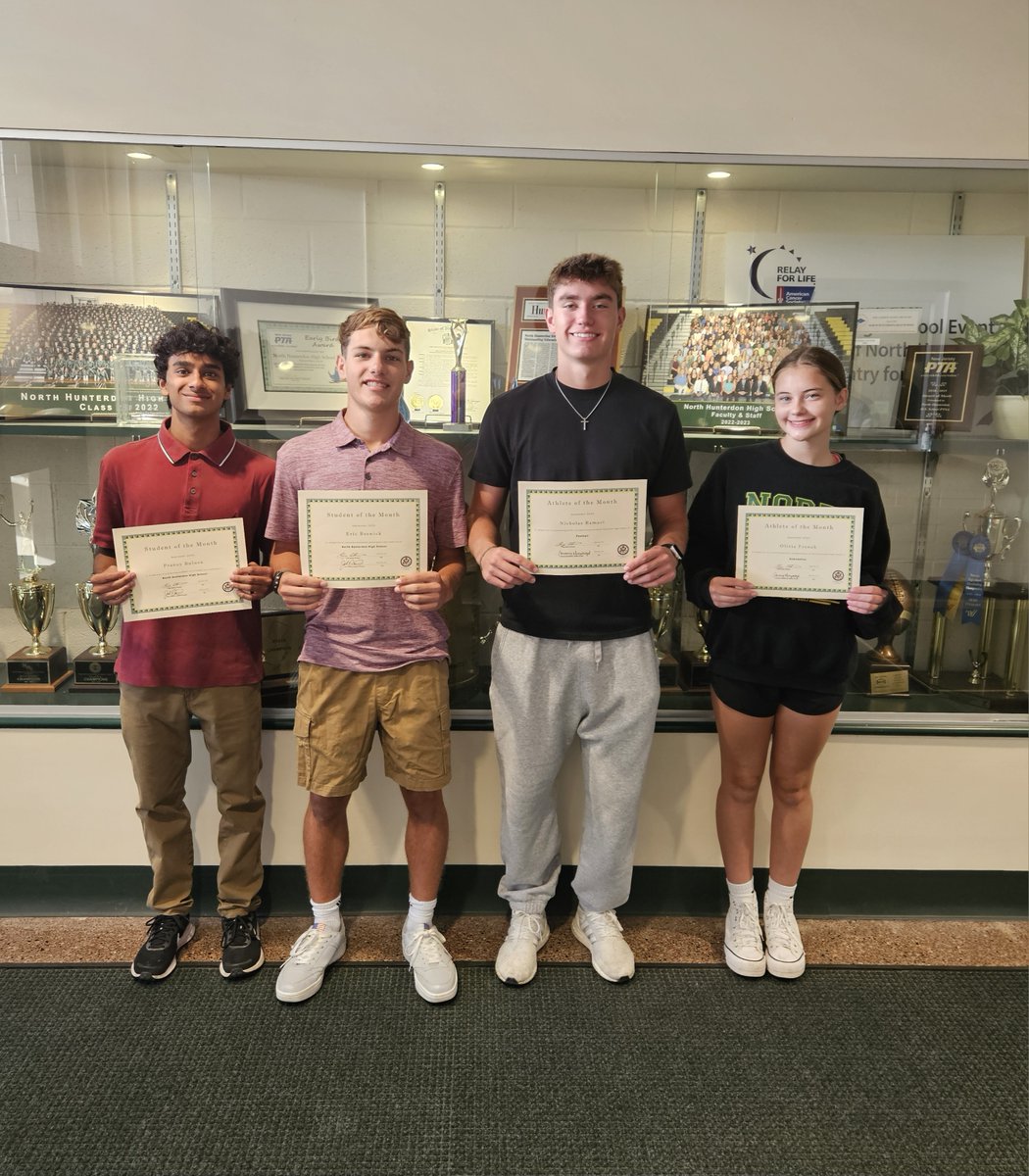 NHPrincipal's tweet photo. Congratulations to Eric Beswick and Pranay Bulusu for being named Students of the Month and Olivia French and Nicholas Ramaci for being named Athletes of the Month. #LionPride https://t.co/Wz8JbiMasc