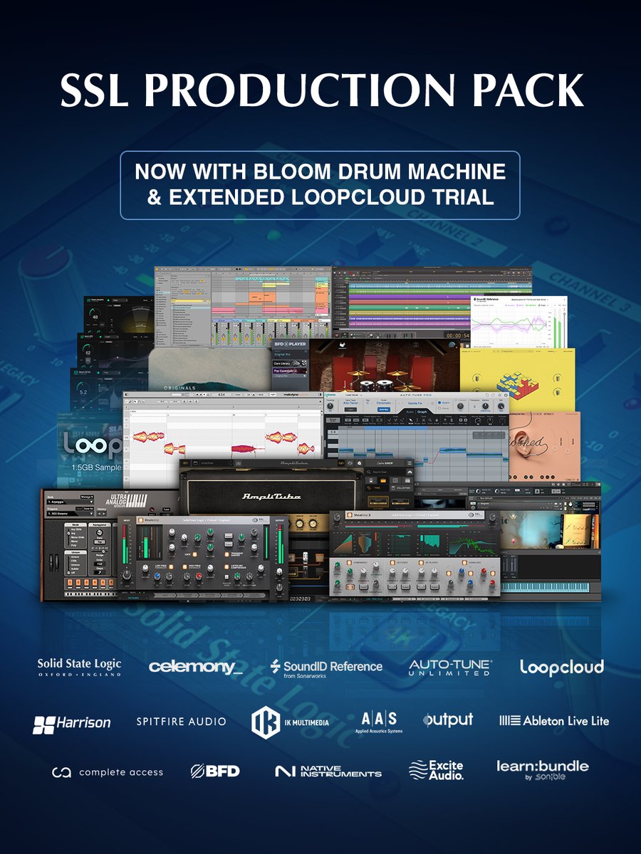 solidstatelogic's tweet image. SSL Production Pack continues to grow… Now featuring Bloom Drum Machine by Excite Audio.

Bloom Drum Machine takes you down a path of vintage drum discovery, sampling some of the most iconic hardware units around and fusing them together in an all-in-one modern drum instrument…