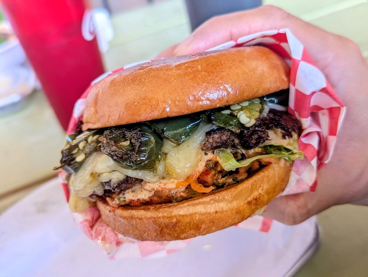 Celebrate National Cheeseburger Day your way!

Pictured is <a href="/willetcooks/">Willet Feng</a> ' go-to spicy order: brioche bun, 5 ounce grilled patty, pepper jack cheese, charred jalapeños, kimchi relish, lettuce, sambal mayo, and pickled habaneros.