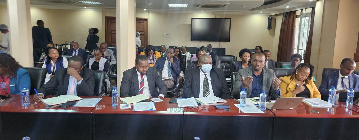 Chairing an inter ministerial meeting to strategize on the operationalization of CAIPS in the country.  The meeting was attended by the chief of staff in the office of the DP Wanjiku Wakogi and the PS for public works Joel Arumonyang.