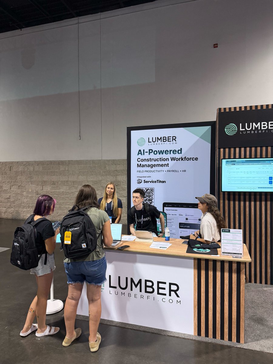 ServiceTitan #Pantheon2025 is in full swing, and the energy is 🔥! 

Swing by Booth 20 to meet the Lumber team and see how our integration with ServiceTitan delivers a seamless construction payroll and job costing solution. 

#MeetLumber #ServiceTitan