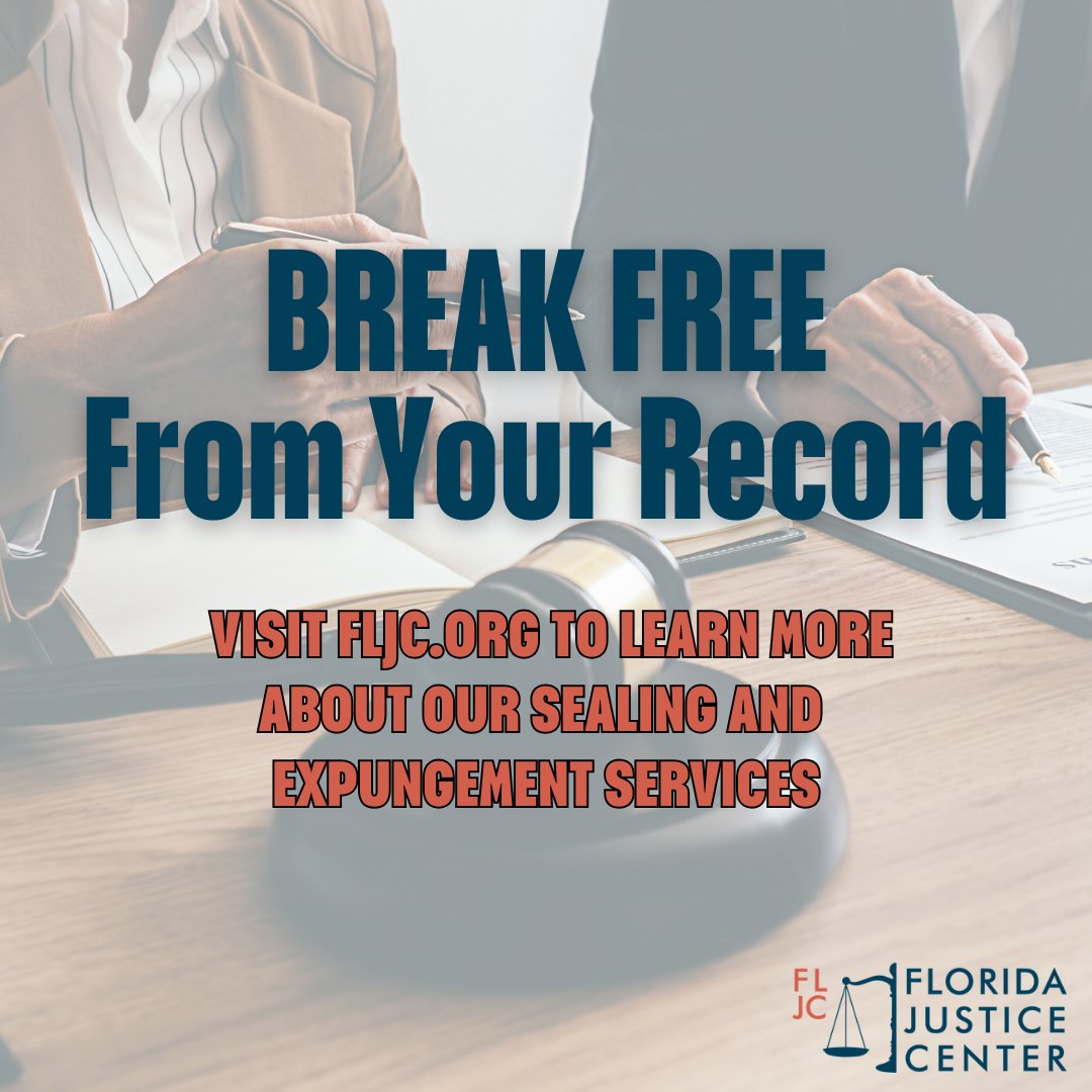 At Florida Justice Center, we offer sealing and expungement services to help individuals clear eligible criminal records. Visit FLJC.org and complete an intake form to see if you qualify.