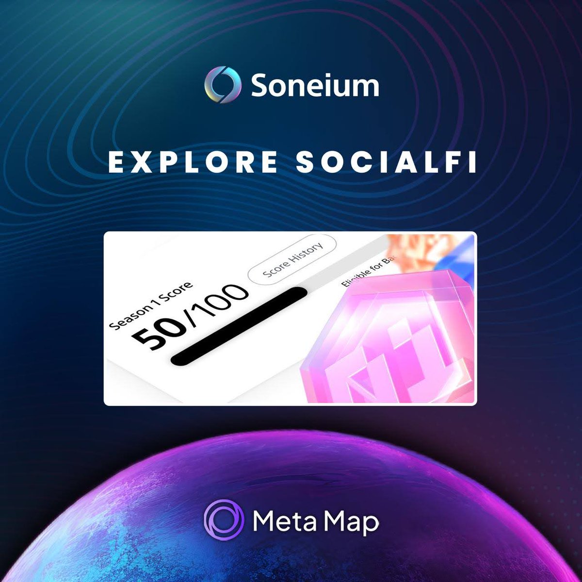 soneium's tweet image. gm Soneium creators!

We’re celebrating @MetaMap_xyz as a Soneium For All winner! Their SocialFi platform lets you mint countries you&apos;ve traveled to, build a unique onchain identity, and create personal social connections.

🧭 A new path has just opened on Metamap ⬎