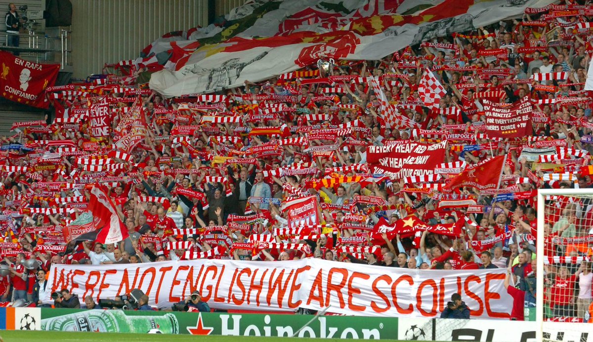 wes_faria's tweet photo. As pessoas de Liverpool não se consideram ingleses e eles carregam uma frase com eles "we're not english, we are scouse"
Ontem o Liverpool jogou uma partida de Champions League sem nenhum inglês pela primeira vez na história. https://t.co/sdgMZl4WND
