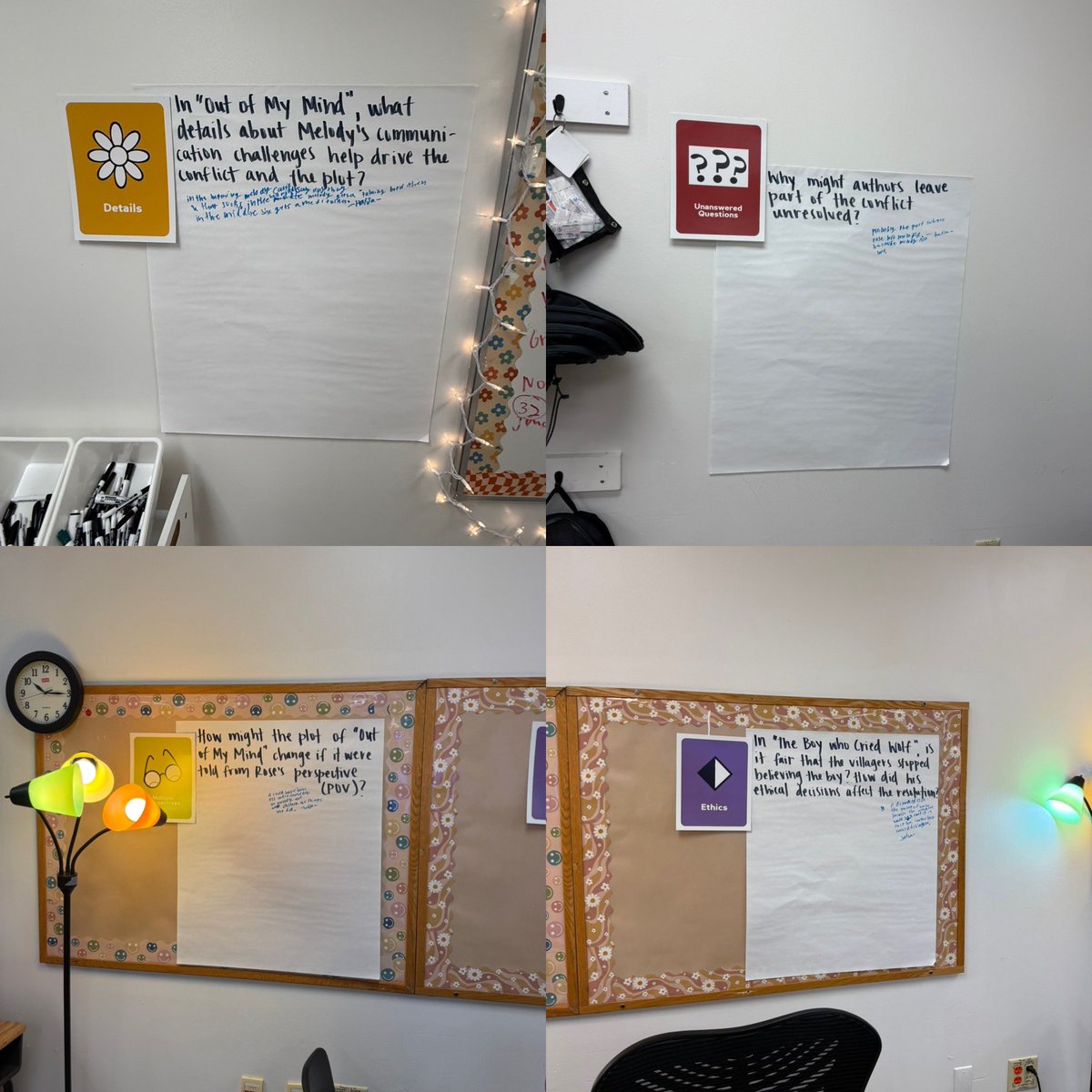 lauren_bolack's tweet image. Mrs. Arrington’s class took a gallery walk with depth &amp;amp; complexity! Students extended their thinking about Out of My Mind &amp;amp; classic fables by exploring multiple perspectives, ethics, unanswered questions, &amp;amp; details. #EngineerTheFuture #UnreasonableHospitality @MSTMAGNET