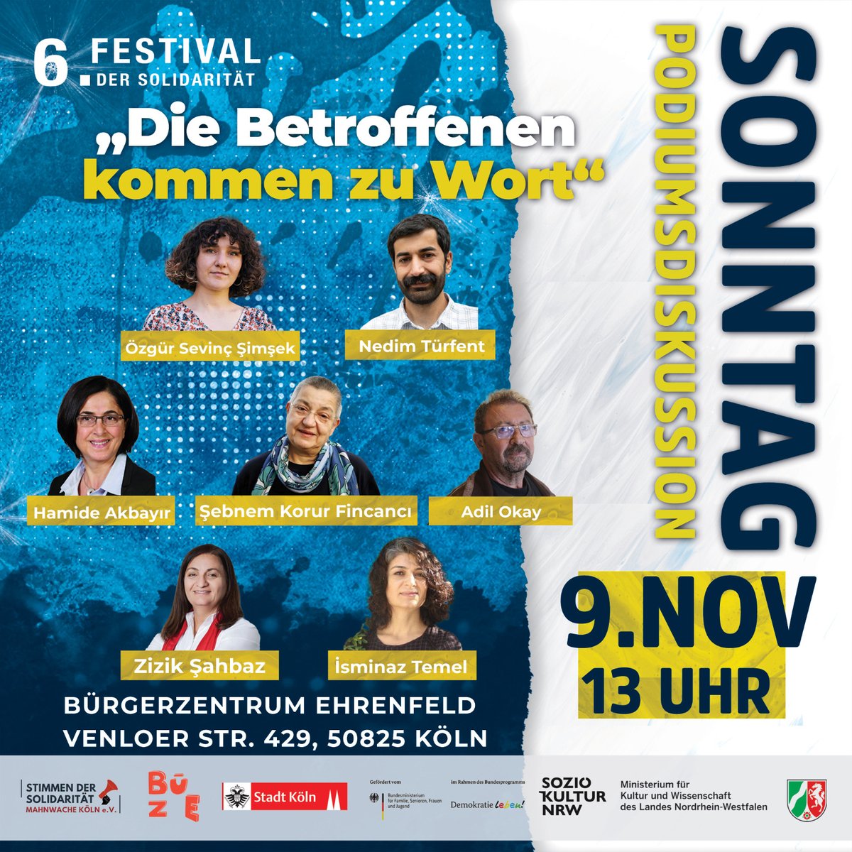 Im Rahmen des Festivals erwarten euch 3 wichtige Diskussionen:
🗣️ Menschenrechtsverletzungen &amp; Pressefreiheit in der Türkei
🗣️ "Das Asylrecht"
🗣️ "Die Betroffenen kommen zu Wort"

Mit zahlreichen Gästen &amp; Stimmen der Solidarität. ✊