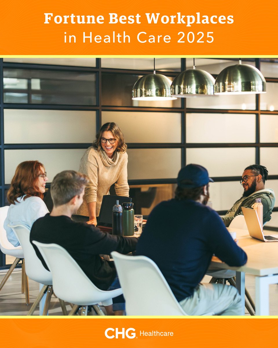 CHG is #5 on the 2025 Fortune Best Workplaces in Health Care list by Great Place To Work! Thanks to our incredible people for making this possible. 🙌 Find out what sets us apart: ow.ly/gqYZ50WXOmK 

#BestWorkplaces #FortuneList #GreatPlaceToWork #CHGHealthcare