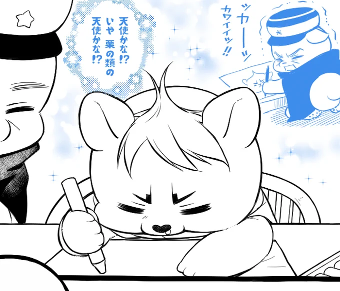 色塗りの息抜きにす～ぐチビリちゃんを描いてしまうイヌチマ画伯。 