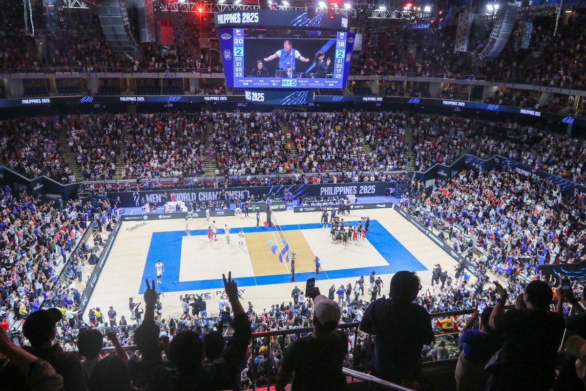 ABSCBNNews's tweet photo. THIS WILL BE OUR FOREVER MULTO   

Scenes as Alas Pilipinas Men and the crowd already jumped in joy, celebrating what seemed to be an upset over Iran. 

A heartbreaking net fault call on the Philippines overturned the match, as the Iranians eventually went away with the triumph and the Round of 16 spot. #MWCH2025 (📷: @DemayoMark) | via @kennedyzcaacbay