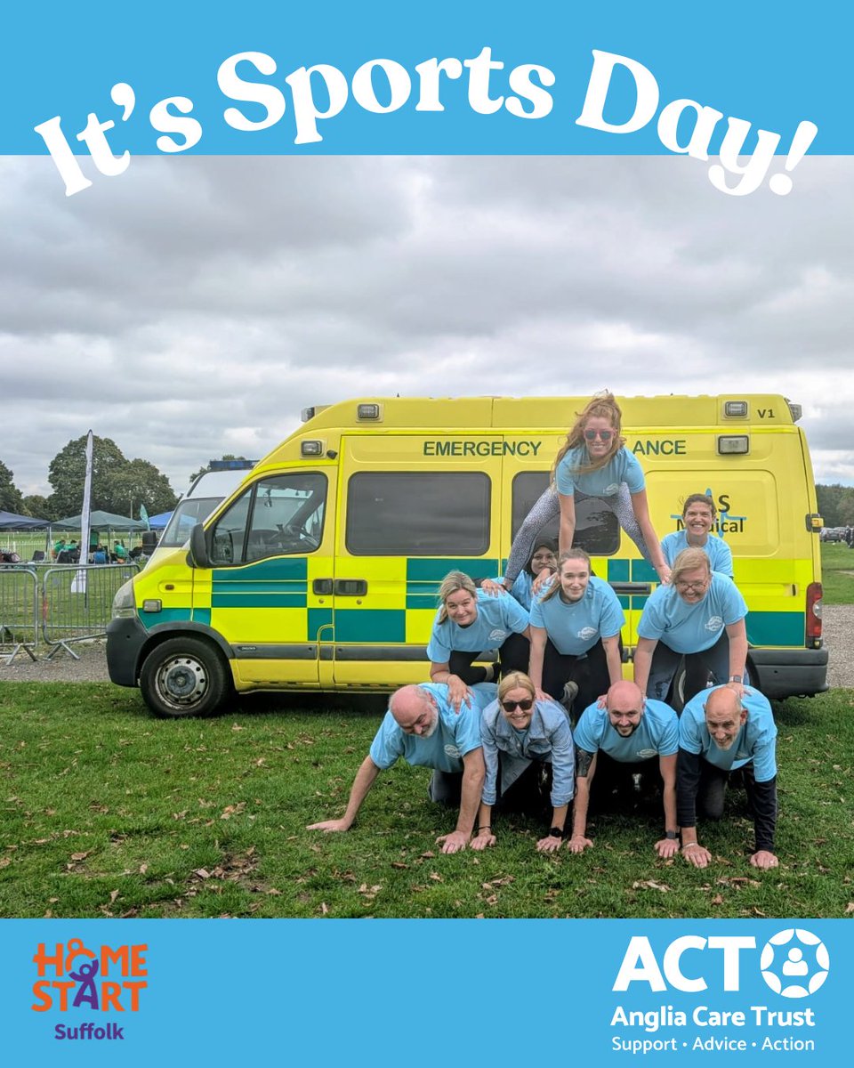 We’re at Home-Start in Suffolk’s Sports Day this afternoon!
We may not make it on the podium today ... but we do make a great pyramid. 
The perfectly positioned backdrop too <a href="/easmedical/">Essex and Suffolk Medical Services</a>, Home Start Suffolk 
.
.
#TeamACT #SuffolkSportsDay25 #HomeStartSuffolk