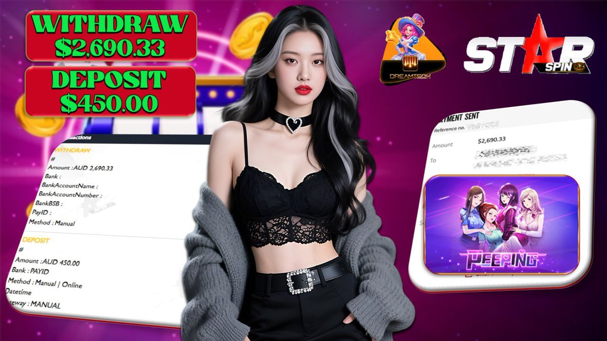 📁 Starspin996 – Australia’s #1 E-Wallet Platform! 🇦🇺💸
🌟 Congratulations to our Lucky Star! 🌟
🔥 Another big win from our trusted platform!
🎮 Platform: DREAMTECH
🎰 Winning Game:  PEEPING
💰 Deposit: A$ 450.00
💵 Withdraw: A$ 2,690.33
💎 Your big break could be next!💎