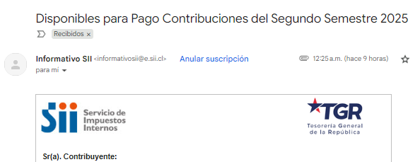 RodrigoBGRN's tweet photo. Me pregunto qué tan necesario es que el @SII_Chile envíe en un día feriado comunicaciones sobre el pago de contribuciones. Tal vez hay que revisar los protocolos de los canales de comunicación del servicio. https://t.co/56I9noynPo