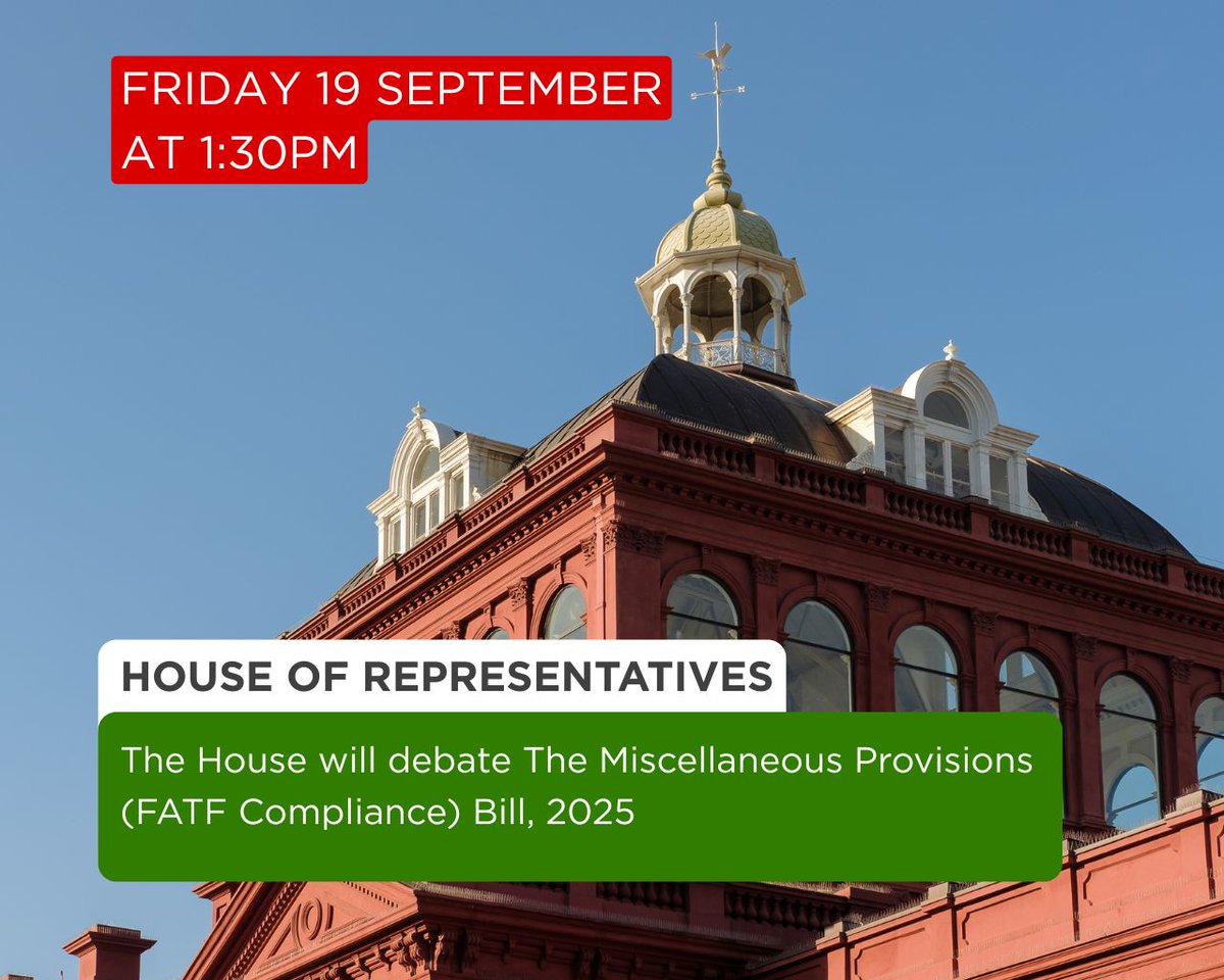 Be viewing the Parliament Channel TMRW at 1:30pm for our LIVE broadcast of the 7th Sitting of the HOR!

Our MPs will meet to debate the Miscellaneous Provisions (FATF Compliance) Bill, 2025.

You can also view on ParlView. Don't miss it!
youtube.com/live/JySChiYVS…

#TTParliamentHOR