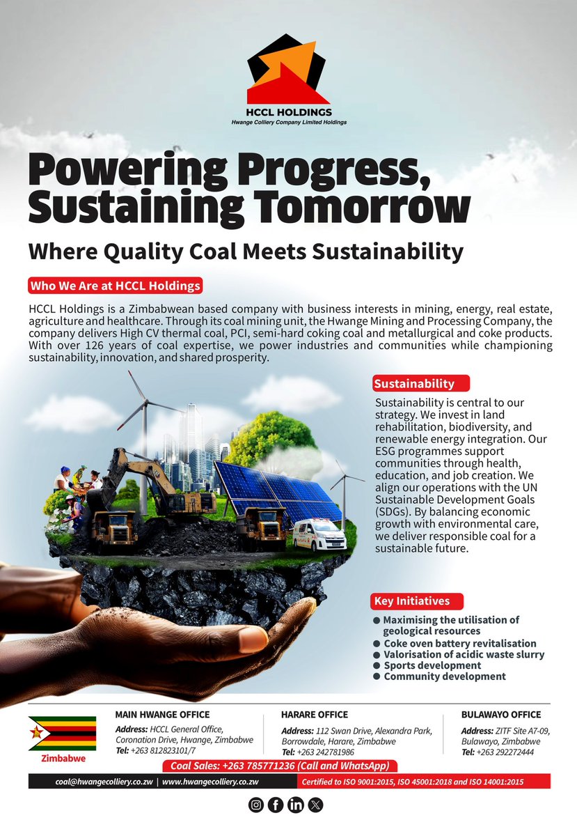 🌍 Powering Progress, Sustaining Tomorrow ⚡

#Sustainability #Innovation #ESG #Mining #HwangeCoal