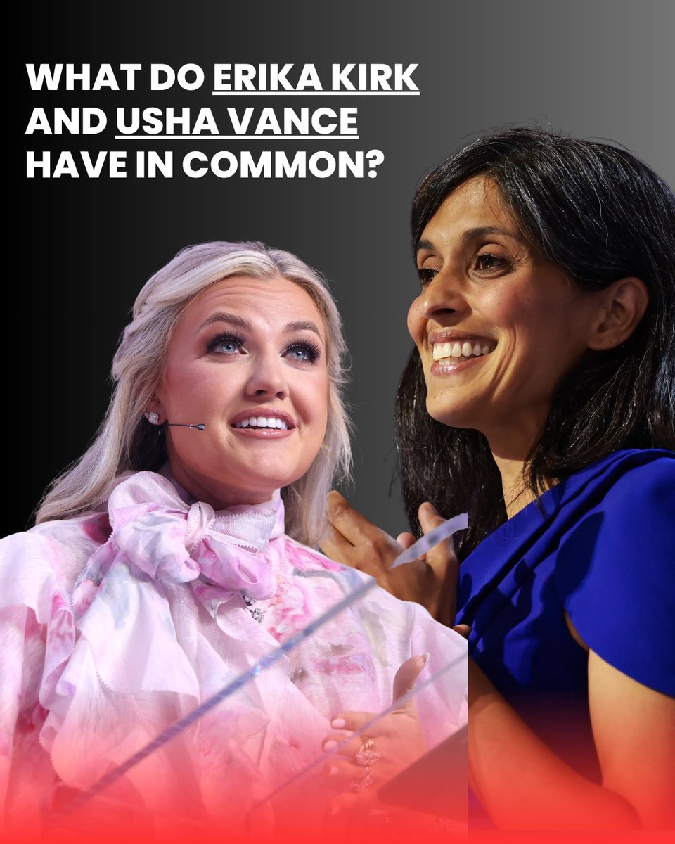 Erika Kirk and Usha Vance had top careers before marrying into MAGA. Usha stayed at her law firm until Sept ’24. Ericka still runs Proclaim Streetwear and co-leads TPUSA. Yet Erika tells young women: “When I met Charlie, I couldn’t care less about my career.”

I’m not buying it.