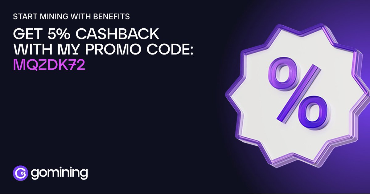 RaphaelHenrico2's tweet image. Start your trial on Go Mining with my code to get a digital miner that works 24/7 and get your daily rewards.
Use my code to get 5% extra TH on your first buy
gomining.com/?ref=MQZDK72
Code=MQZDK72