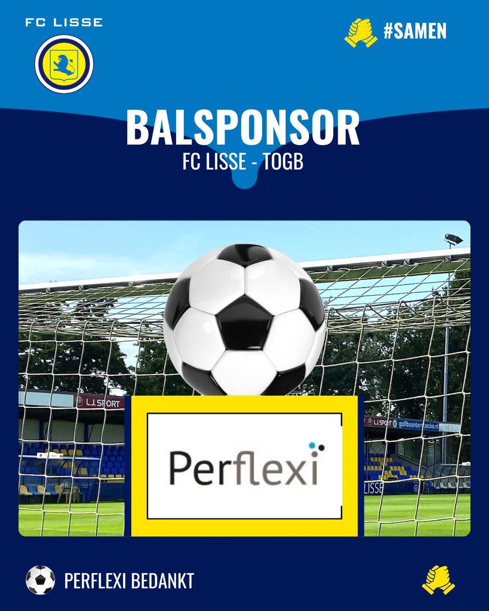 ⚽️ BALSPONSOR | Perflexi is de trotse sponsor van de wedstrijdbal bij de wedstrijd tegen TOGB zaterdag 🟡⚽️🔵

Hier meer over Perflexi 
👇🏻

fclisse.nl/perflexi-spons…
