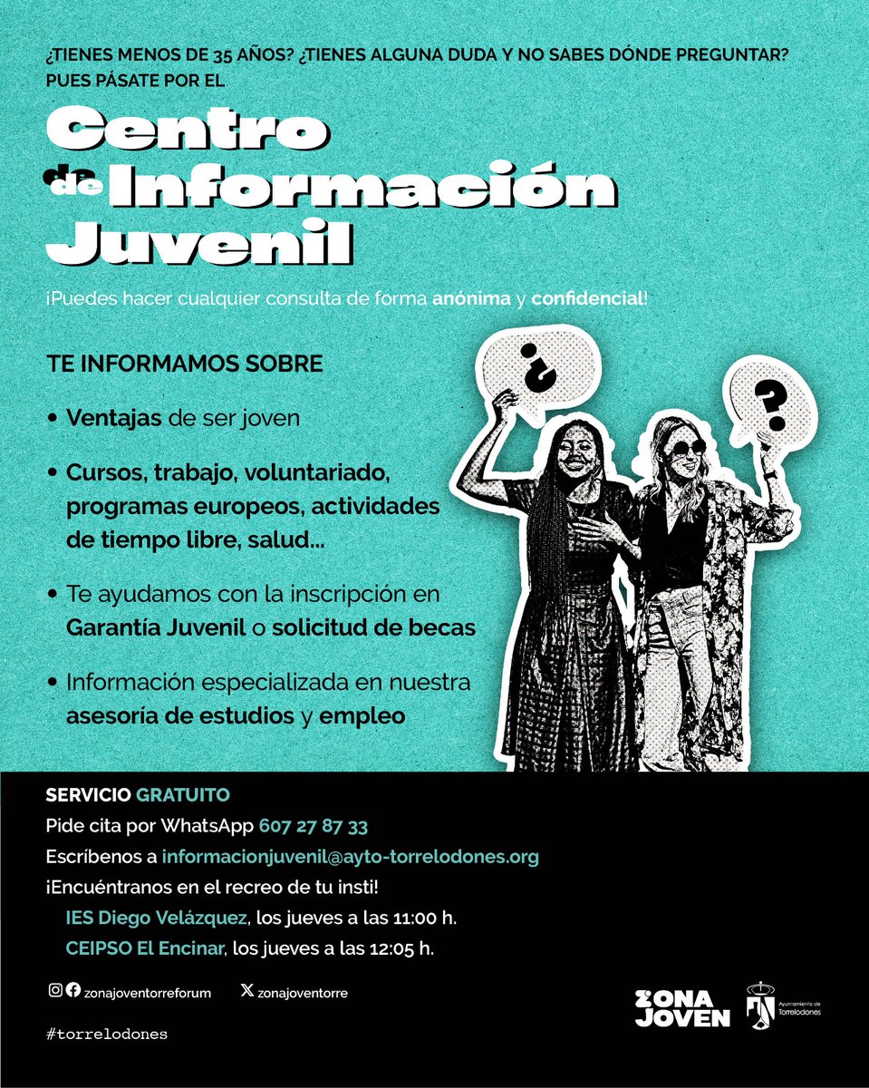 ¿Eres joven, tiene alguna duda, y no sabes dónde preguntar? ¡Pues pásate por el centro de #informaciónjuvenil de #Torrelodones! Además de poder consultar información sobre todas las ventajas que tienes por ser joven, te informamos sobre empleo, voluntariado, programas europeos...