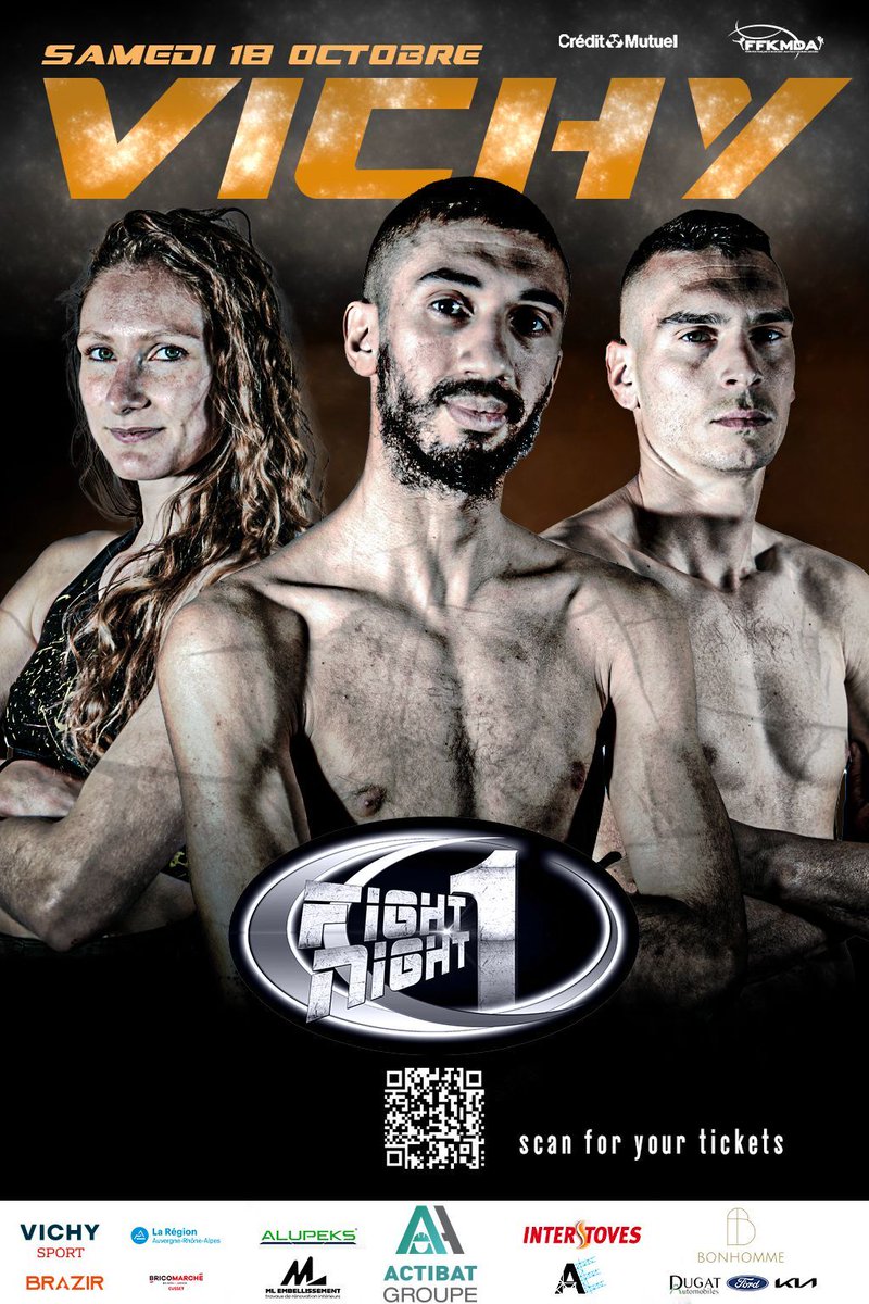 [#Sports de Combat]🥊 Le 18 octobre à Vichy, vivez le Fight Night One avec des combats de kickboxing et Muay Thaï spectaculaires ! 
Réservez vos billets ici : bit.ly/3FNO22V #FightNightOne