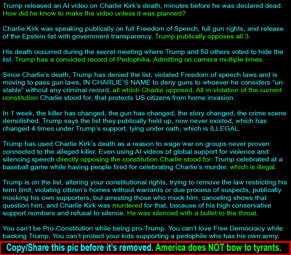 DoesGizzy's tweet image. #FreedomOfSpeech 
#CharlieKirk 
#Constition
#America 
#SecondAmendment
#MAGA
#Freedom 
#Truth
#CivilWar