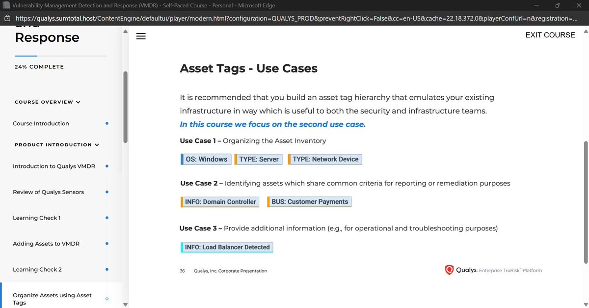 theitgirliee's tweet image. Day 89💃
I finished the Qualys&apos; Vulnerability Management Detection and Response (VMDR): {Asset Management, Vulnerability Management, Threat Protection, and Patch Management}. It wasn&apos;t the most interesting course I&apos;ve taken but no knowledge is lost😭
#100DaysOfCyberSecurity