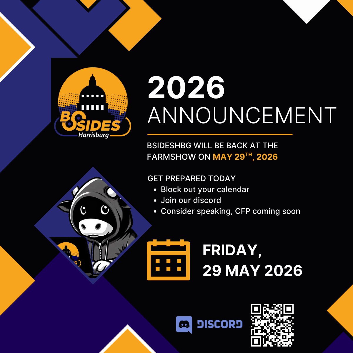 Mark your calendars BSides Harrisburg will be back on Friday, May 29th! You can join our discord to stay in touch with the community discord.gg/Ck3ccCD6Y8
#cybersecurity #harrisburg #BSides #infosec #conferences