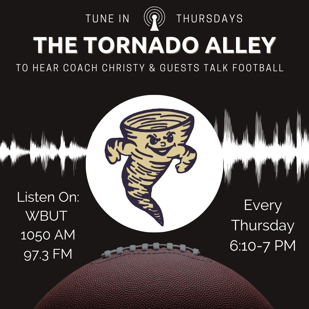 🎧#GAMEDAY is almost here!
But first — a brand NEW episode of Tornado Alley airs TONIGHT!
📻 Tune in at 6:10pm on <a href="/ButlerRadio/">Butler Radio Network</a> as <a href="/EricChristy10/">Eric Christy</a>  is joined by <a href="/TysonPino_QB26/">Tyson Pino</a>  &amp; Coach Harvey to break down all things Golden Tornado Football!
🎙️listen live 👉butlerradio.com