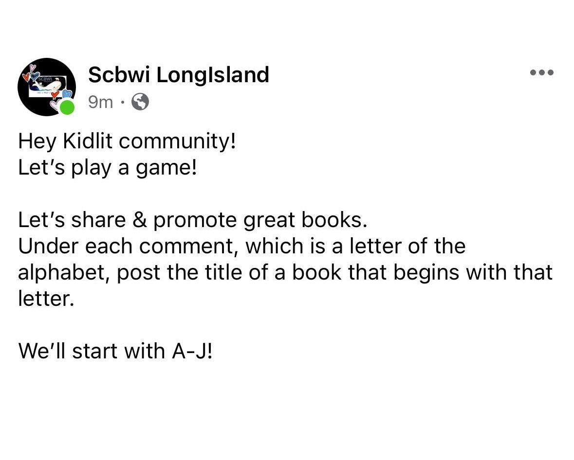 Hey #kidlit community - 
Head on over to our FB page for The Alphabet Game!