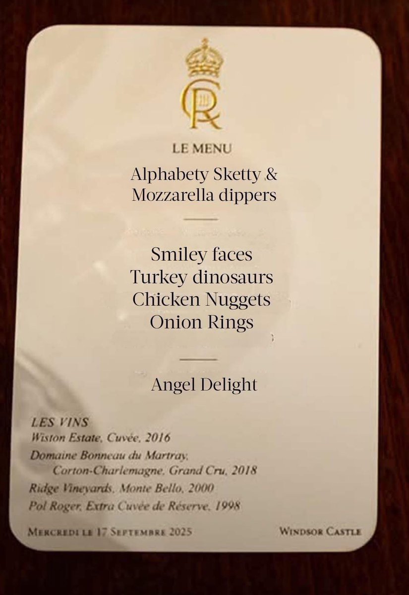 Buckingham Palace have revealed the menu from last night’s State Banquet for Donald Trump.