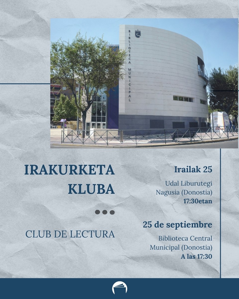 liburutegiak's tweet image. 📚✨ "Irakurketa Kluba" bueltan da!
📅 Irailaren 25ean · 17:30etan
📍 Udal Liburutegi Nagusian (Donostia) – Haur Saila