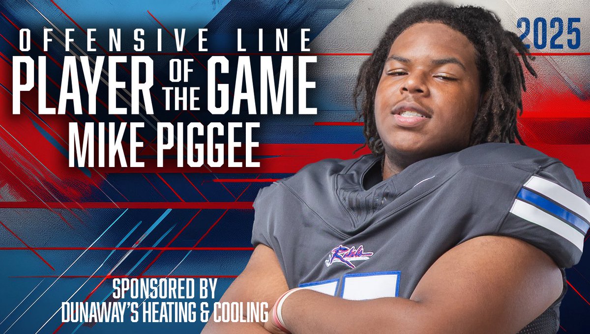 Congratulations to our Offensive Line Player of the Game vs Greer!!!!

Sponsored by
💙🏈 DUNAWAYS 
HEATING &amp; COOLING 🏈💙