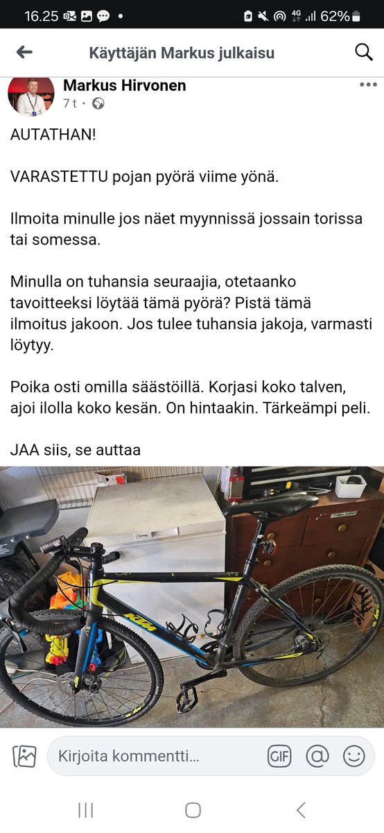 #Joensuu: Varastettu arvokas polkupyörä