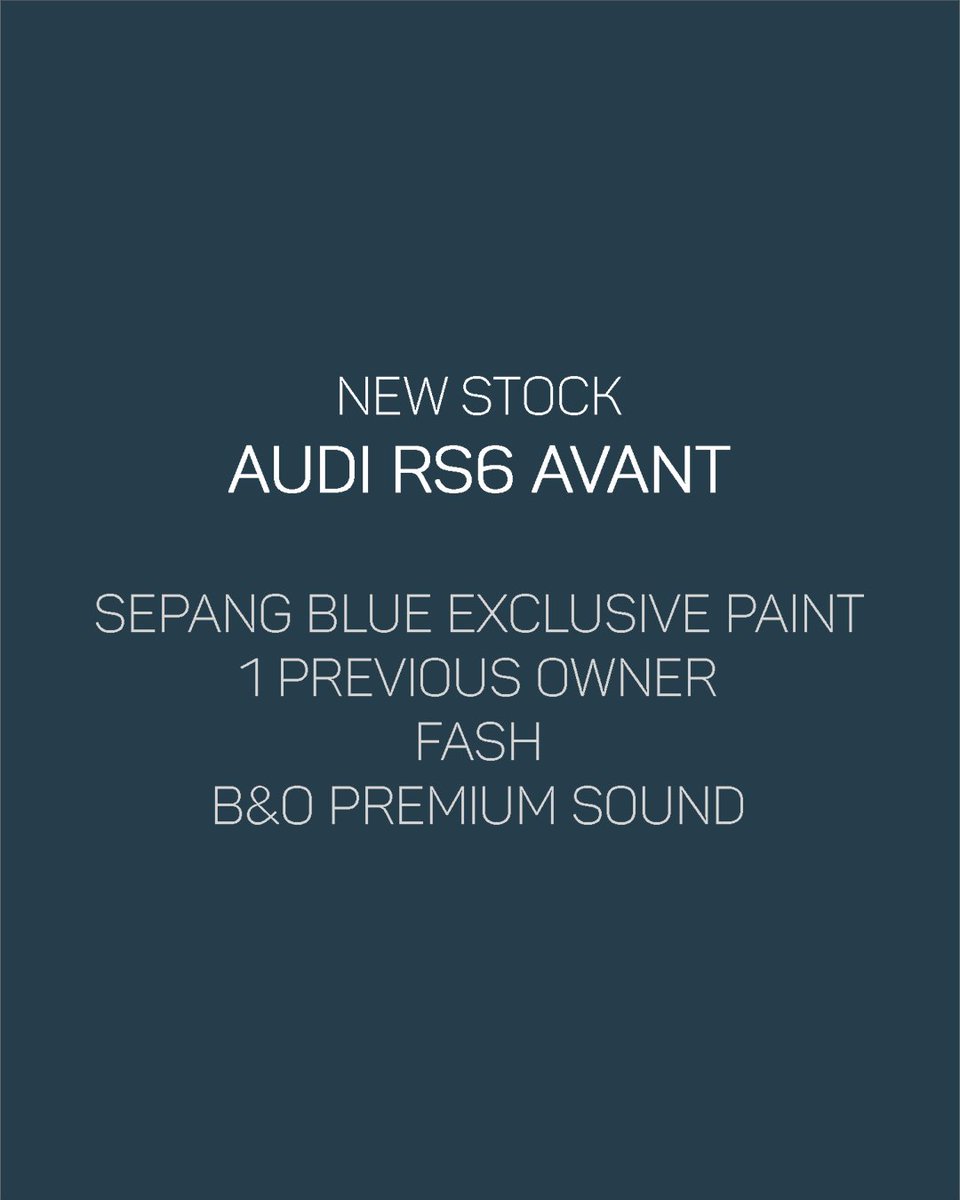 NEW STOCK; Audi RS6 Avant

• Sepang Blue Exclusive Paint
• 1 Previous Owner
• FASH
• B&amp;O Premium Sound

millenniumheroes.com/cars/audi-rs6-…