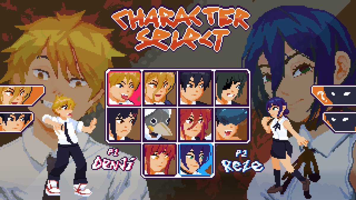Fadhes1's tweet photo. Chainsawman as a fighting game. Who will your main be ? 
#ドット絵 #csm212 #RezeArc https://t.co/YPEy2cI1lx