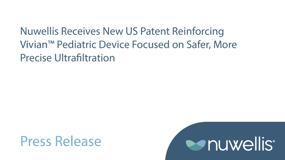 Nuwellis Receives New US Patent Reinforcing Vivian™ Pediatric Device Focused on Safer, More Precise Ultrafiltration 

bit.ly/4gDAgWg 
$NUWE #CriticalCare #CardiacSurgery #FluidOverload