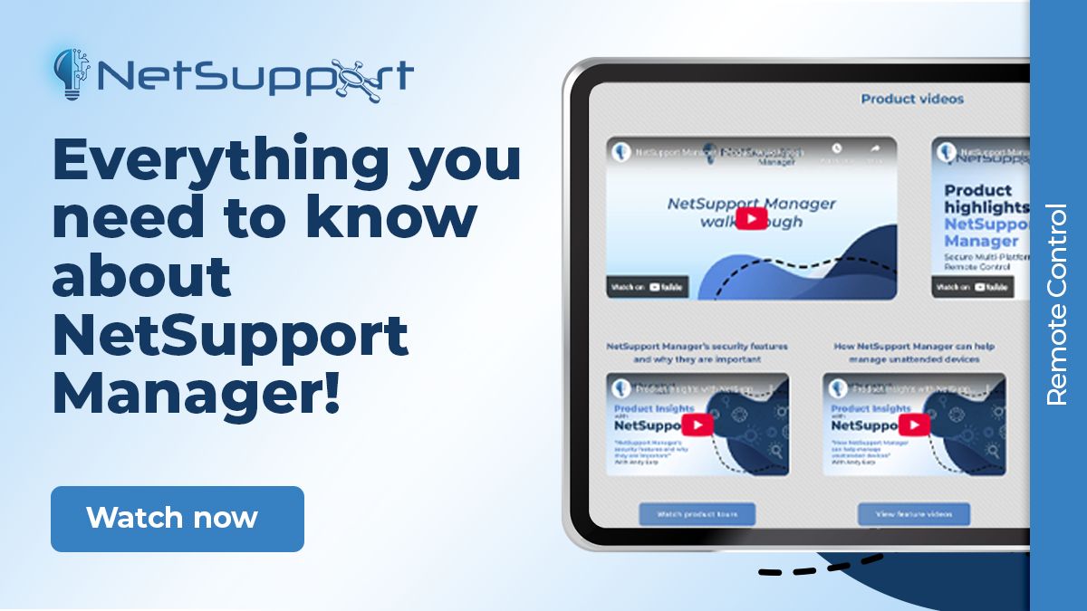 NetSupportNSM's tweet image. Everything you need to know about NetSupport Manager, all in one place. 👉 Watch our videos to see how you can securely manage devices from anywhere. buff.ly/HuKXX6d
#NetSupport #RemoteDesktop #ITPro