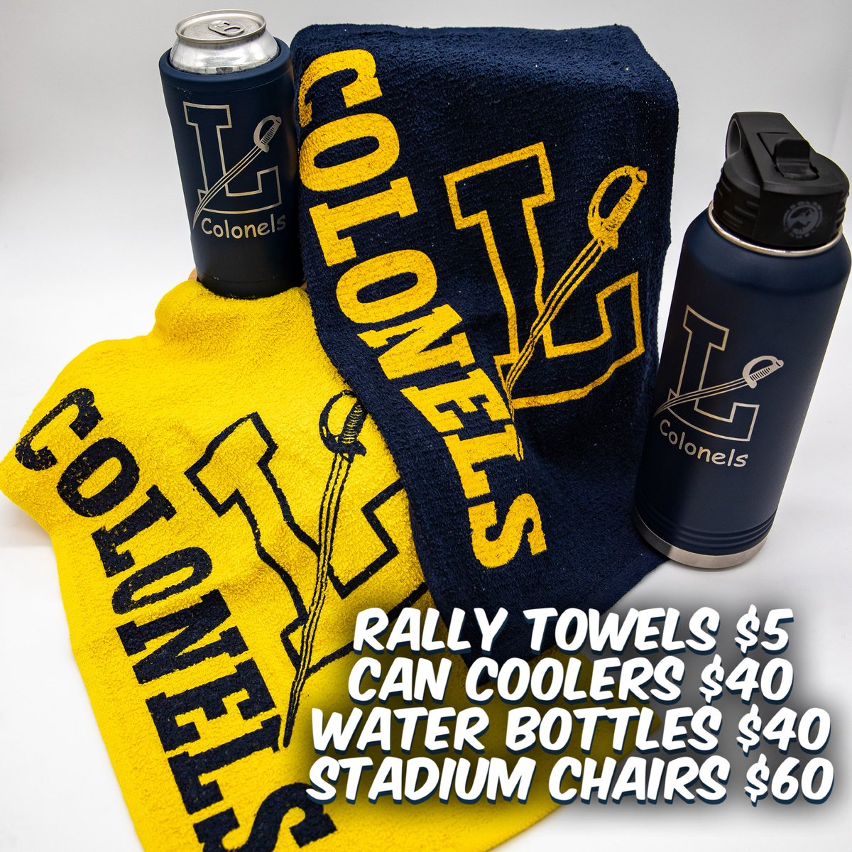 LIMITED STOCK SALE - TONIGHT ONLY at home football game (find us at table by entrance to main bleachers).  Stadium chairs, rally towels, can coolers ( free coffee/hot cocoa for the 2025 season) and water bottles.  Very limited stock, purchase early <a href="/ledyardsports/">Jim Buonocore</a>