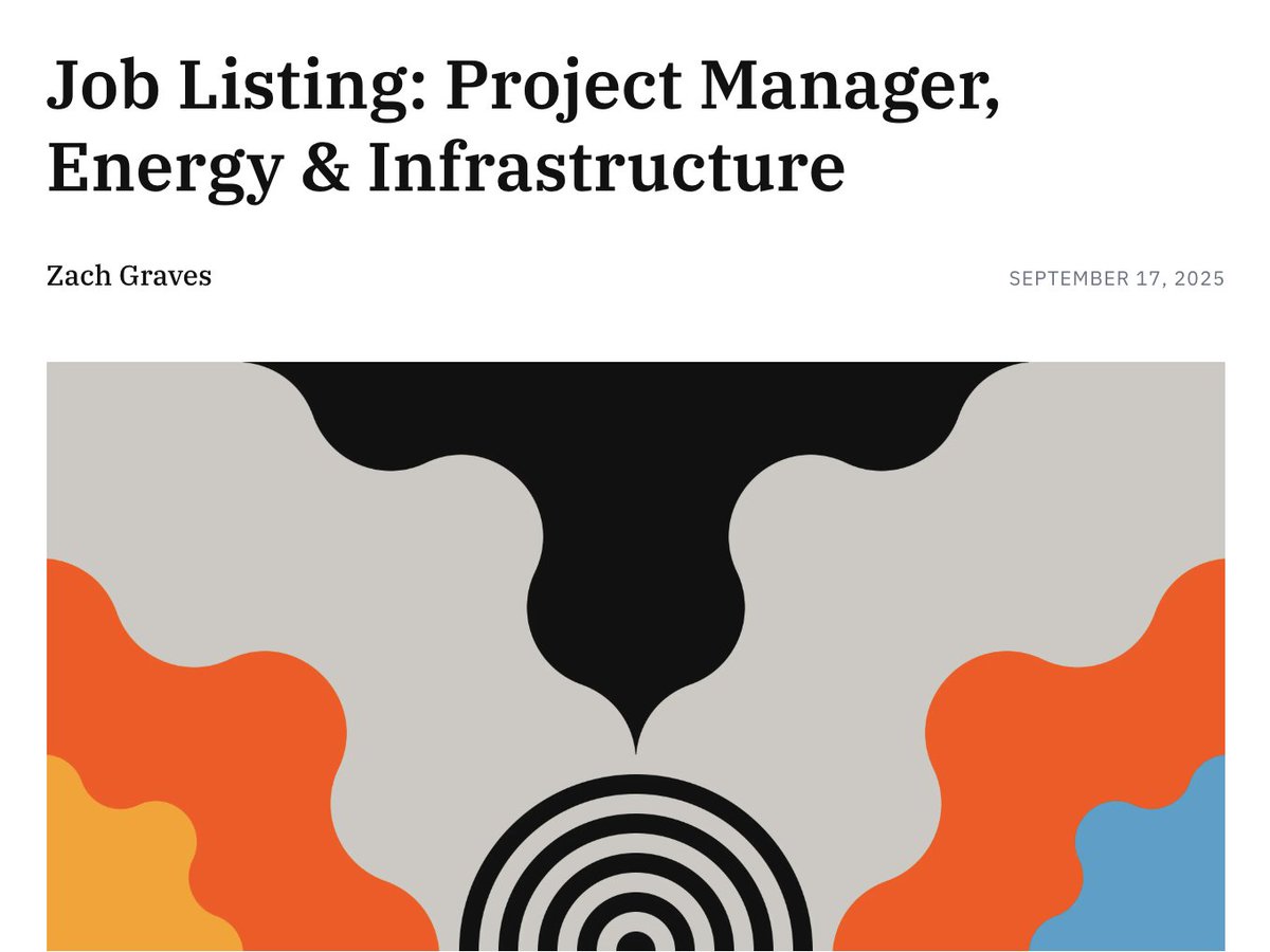 💼 Job alert!

We're hiring a Project Manager for our Energy &amp; Infrastructure program.

Interested in being the operational engine of our efforts to reform permitting, secure targeted investments in critical industries, and enhance US competitiveness? Read more and apply 👇